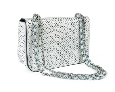 Lot 66 - A Tory Burch metallic pale blue leather shoulder bag