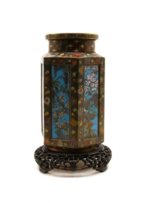 Lot 241 - A Japanese cloisonne hexagonal vase