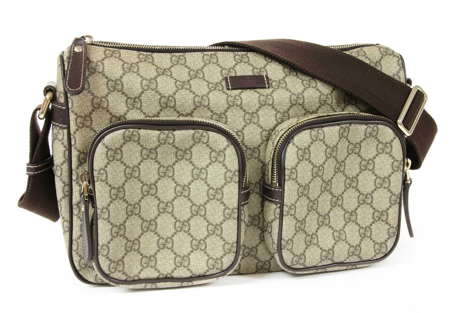 Lot 35 - A Gucci beige coated canvas shoulder bag