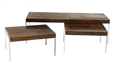 Lot 514 - A Merrow Associates' rosewood and chrome nest of three tables