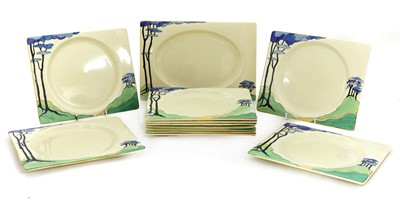 Lot 169 - A Clarice Cliff 'Blue Firs' Biarritz dinner service