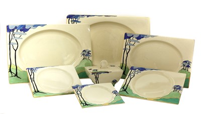 Lot 169 - A Clarice Cliff 'Blue Firs' Biarritz dinner service