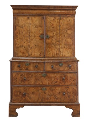 Lot 108 - A Queen Anne walnut cabinet on chest