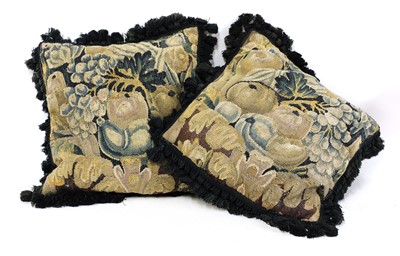 Lot 8 - A pair of verdure tapestry cushions