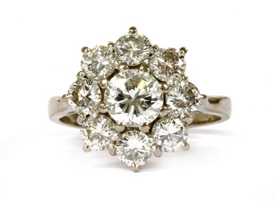 Lot 91 - A white gold diamond cluster ring