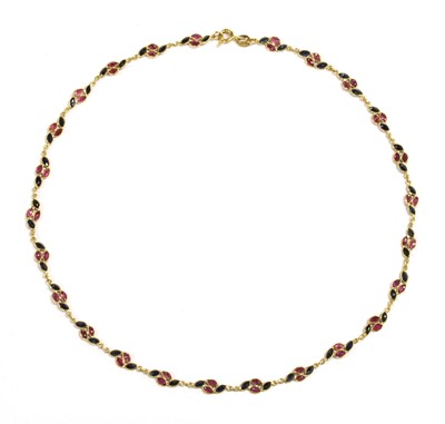 Lot 370 - A gold ruby and sapphire necklace