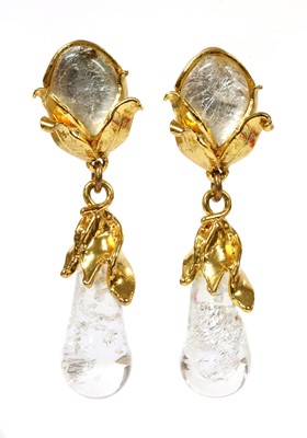 Lot 187 - A pair of gold-plated 'Rive Gauche' drop earrings by Yves Saint Laurent