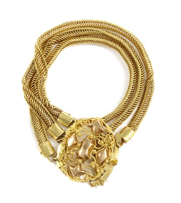 Lot 31 - A Dutch gold three row bracelet