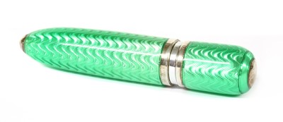 Lot 420 - A cased sterling silver faux guilloché enamel perfume atomiser, by Philip Kydd