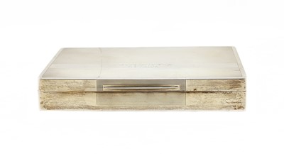 Lot 293 - A large rectangular silver cigarette box