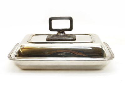 Lot 283 - An Edwardian silver and silver plated entree dish of rectangular form