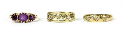 Lot 407 - Three 9ct gold rings