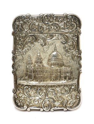 Lot 16 - A Victorian silver castle-topped card case