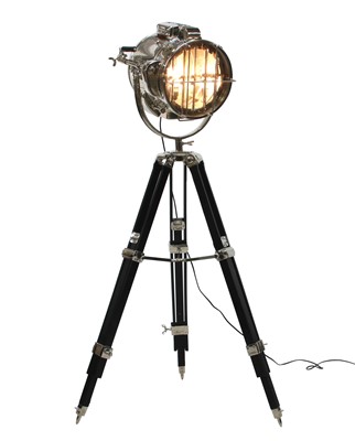 Lot 195 - A large aluminium 'nautical' light on stand