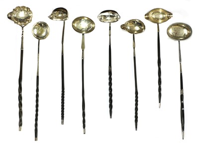 Lot 36 - A collection of eight silver toddy ladles