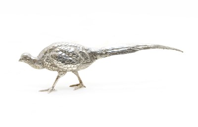 Lot 300 - A continental .925 standard cast figure of a cock pheasant