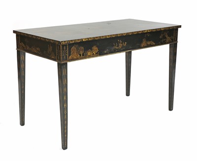 Lot 424 - A black lacquered chinoiserie side table