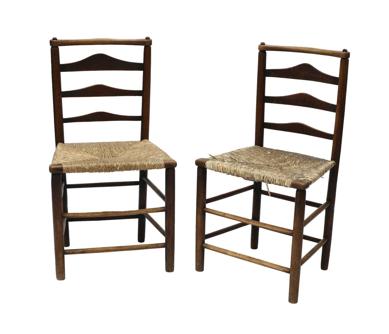 Lot 5 - A pair of ash and elm ladderback side chairs