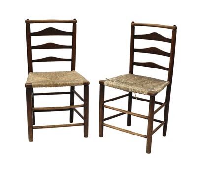 Lot 5 - A pair of ash and elm ladderback side chairs