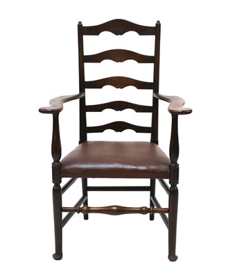 Lot 4 - An ash ladder back armchair