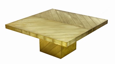 Lot 581 - A brass-mounted chevron coffee table