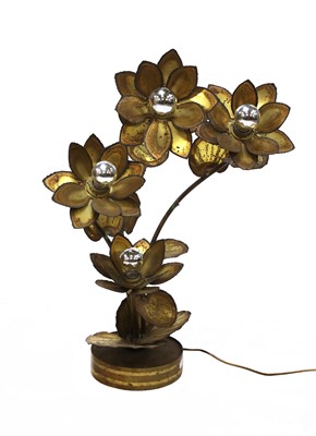 Lot 329 - A cut brass four-light table lamp