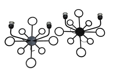 Lot 530 - A pair of contemporary black powder-coated wall lights