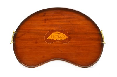 Lot 456 - A late 19th century mahogany kidney shaped tea tray