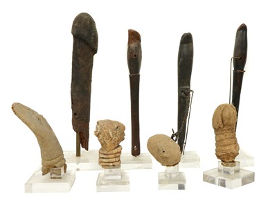 Lot 446 - Three mounted tribal pipes