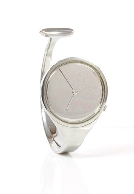 Lot 263 - A ladies' stainless steel Georg Jensen 'Torun' bangle watch