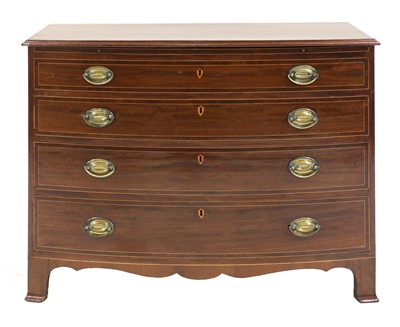 Lot 399 - A George III mahogany, rosewood, crossbanded and line inlaid bow-fronted bachelor's chest