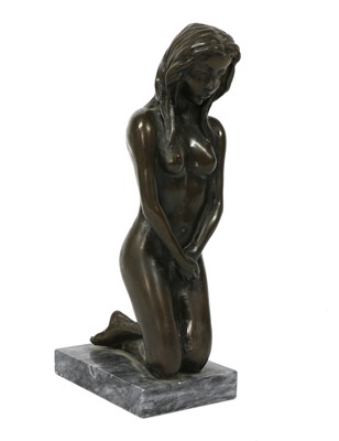 Lot 93 - A bronze kneeling nude
