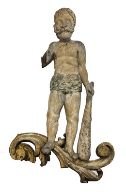 Lot 739 - A carved pine figure of Hercules.