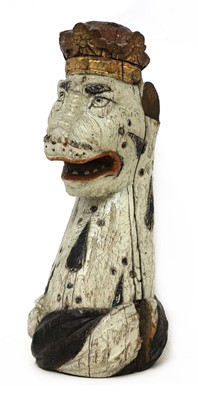 Lot 126 - A carved and painted oak armorial leopard head