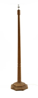 Lot 108 - A Robert 'Mouseman' Thompson oak standard lamp