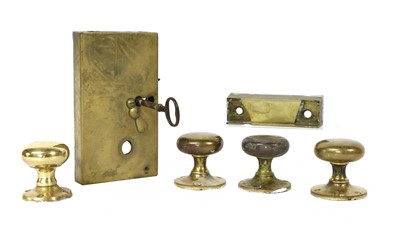 Lot 79 - A brass lock and key