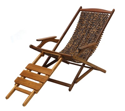 Lot 366 - A teak folding deck lounger