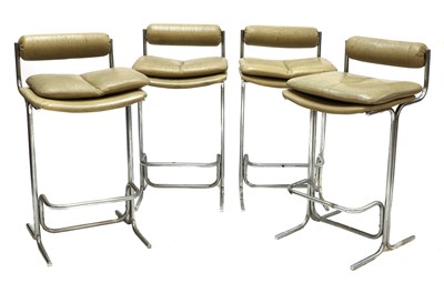 Lot 587 - Four Pieff chrome bar stools