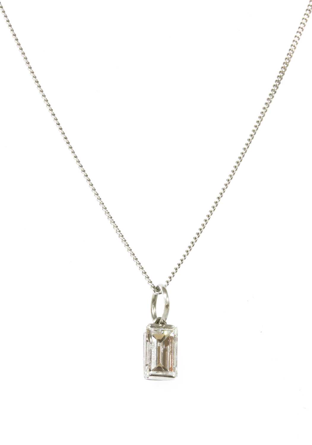 Lot 92 - A white gold single stone diamond pendant