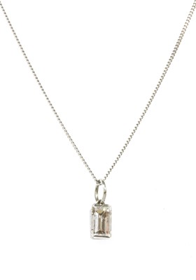 Lot 92 - A white gold single stone diamond pendant