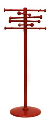 Lot 589 - A red painted wood coat stand