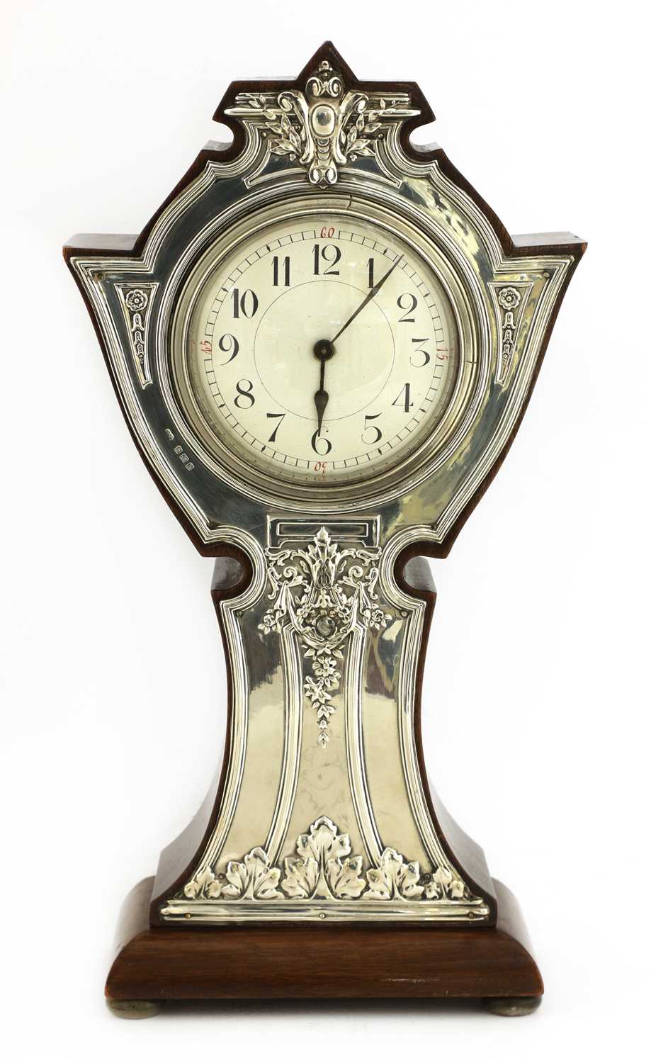 Lot 3 - An Art Nouveau silver-mounted mantel clock