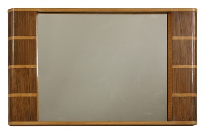 Lot 116 - An Art Deco maple and walnut wall mirror