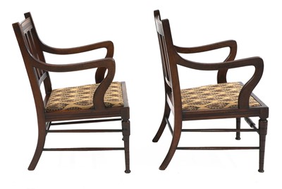 Lot 26 - A pair of walnut armchairs