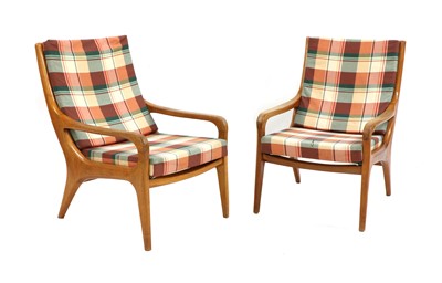 Lot 571 - A pair of teak armchairs