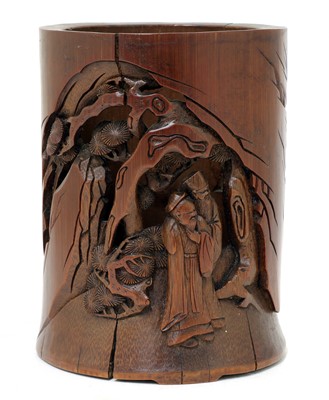 Lot 258 - A Chinese bamboo brush pot