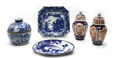 Lot 171 - A pair of Japanese imari lidded vases