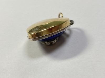 Lot 23 - A gold and silver, ruby, split pearl, diamond and enamel heart pendant