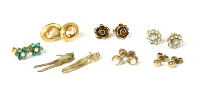 Lot 87 - Seven pairs of gold earrings