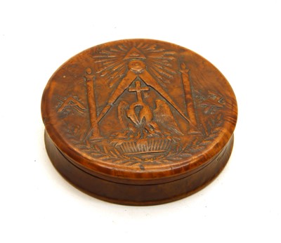 Lot 151 - A French treen circular snuff box